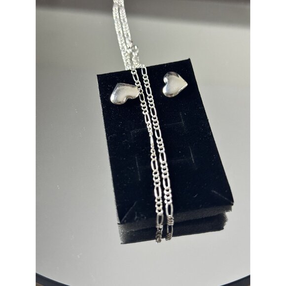 Sterling Silver Heart Necklace & Earrings Set from Mexico - Picture 10 of 12